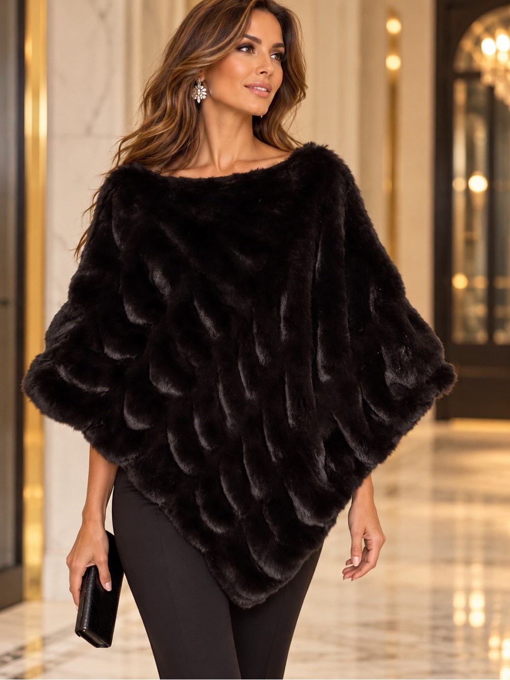 Fabulous Furs Courure Line Faux Mink Poncho